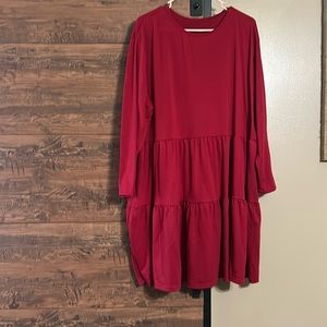 Red long sleeved women’s dress